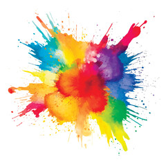 Wall Mural - Painting Rainbow colors watercolor splash splatter stain brush strokes on white background. Modern vibrant aquarelle spot. Trendy isolated design on white. Element. Vector watercolor illustration