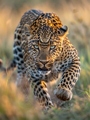 Poster - Leopard running to camera