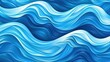 Blue waves pattern. Summer lake wave, water flow abstract vector seamless background Generative AI