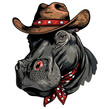 © Ann - Hippo Head wearing wearing cowboy hat and bandana around neck