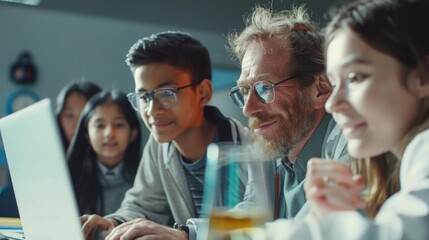 Aufkleber - Group of people sitting at a table with laptops. Suitable for business and technology concepts