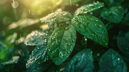 Poster - Close up of a plant with water droplets, suitable for nature and environment themes