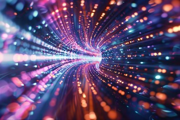 Poster - Abstract image of colorful lights in a dark room. Suitable for backgrounds and graphic design projects