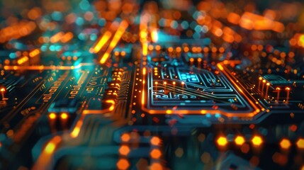 Poster - Detailed view of an electronic circuit board, suitable for technology concepts
