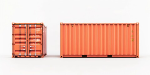 Wall Mural - Two orange shipping containers placed side by side. Suitable for logistics and transportation concepts