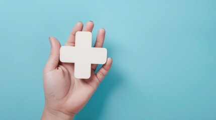 Aufkleber - A person holding a white cross. Suitable for religious themes