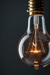 Aufkleber - A glowing light bulb shining in the dark. Suitable for illustrating concepts of creativity and innovation