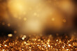 A dazzling background adorned with a luxurious gold yellow glitter bokeh texture against a rich golden backdrop