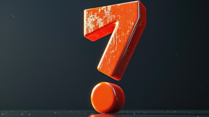 Aufkleber - Bright orange question mark on a dark black background. Ideal for educational materials or design projects