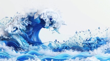 Poster - A realistic painting of a large wave in the ocean. Suitable for websites, blogs, and publications