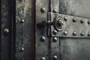Poster - Close up of a metal door with a lock. Great for security concept designs