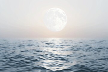 Poster - A stunning view of a full moon rising over a peaceful body of water. Ideal for nature and night sky themed designs