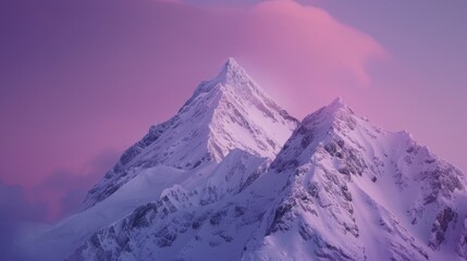 Aufkleber - Snow covered mountain with pink sky, suitable for travel and nature concepts