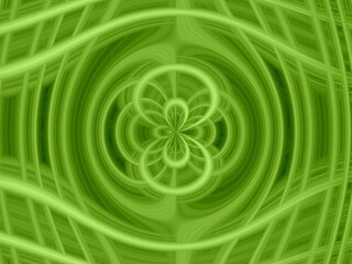 Poster - Green background with effect of convex, depth, space, rays, waves, asymmetrical patterns and movement - abstract graphic. Topics: wallpaper, card, abstraction, pattern, texture, image, art computer