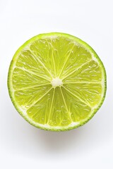 Poster - Fresh halved lime on white background, perfect for food and beverage concepts