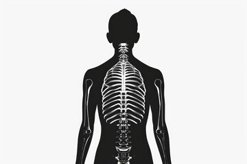 Poster - A black and white image of a human skeleton. Suitable for medical or educational purposes