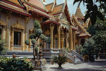 Poster - A large building with a fountain in the foreground. Suitable for architectural and cityscape projects