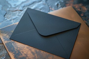 Aufkleber - A close up of a black envelope on a table. Perfect for business or communication concepts