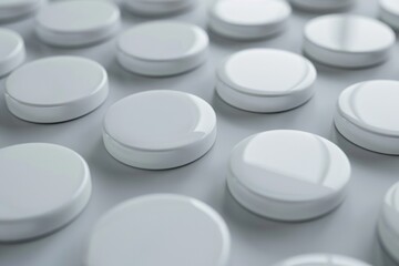 Poster - A collection of white buttons on a table. Perfect for crafting projects