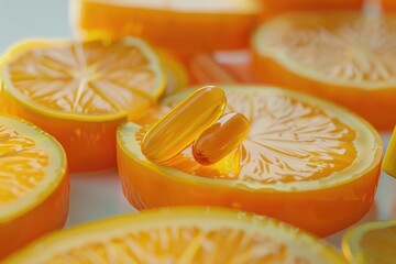 Aufkleber - Fresh orange slices close up view, perfect for food and beverage concepts