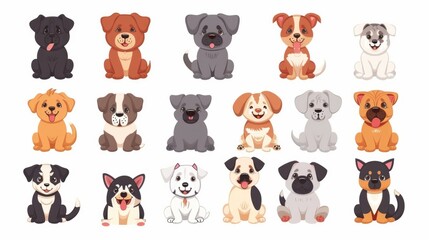  A group of dogs sitting next to each other. Ideal for pet-related designs