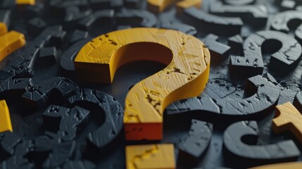 Aufkleber - A detailed shot of a yellow and black question mark symbol. Perfect for educational or business concepts