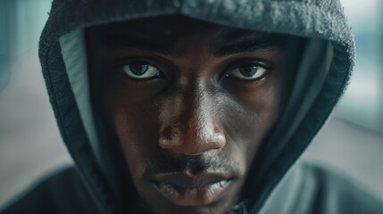 Aufkleber - Close-up shot of a person in a hoodie, versatile image for various projects