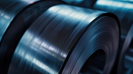 Poster - Detailed view of a steel roll. Suitable for industrial concepts