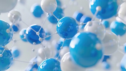 Poster - Blue and white balls floating in the air, suitable for various design projects