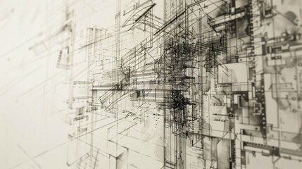 Poster - Detailed monochromatic drawing of a building, suitable for architectural projects