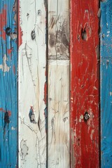 Poster - Close-up of weathered wooden wall with peeling paint. Suitable for background or texture use