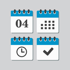 Icon calendar number 4, agenda app, timer, done