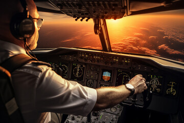 Canvas Print - AI generated image of confident pilot ready for take off