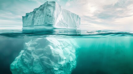Wall Mural - surface and underwater sides of an iceberg floating in the antarctic sea