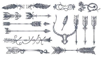 Poster - Detailed drawing of arrows and arrows, great for educational materials or presentations