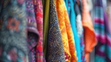 Poster - Colorful ties displayed on a rack, perfect for fashion or retail concepts