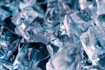 Poster - A bunch of ice cubes stacked on top of each other. Perfect for summer drink concepts