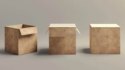 Poster - Three cardboard boxes placed together, suitable for various concepts