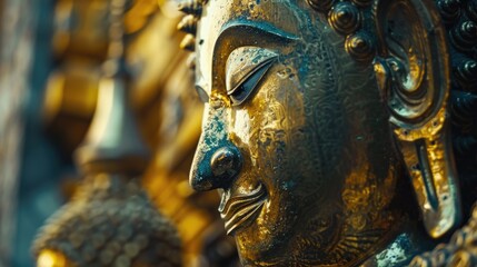 Poster - Detailed close-up of a statue of a person. Perfect for historical or artistic projects