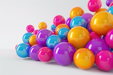 Poster - A pile of colorful balls on a white surface. Perfect for creative projects