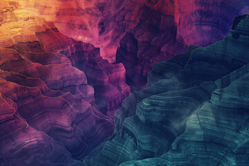 Poster - Surreal colorful landscape inspired by Grand Canyon. rock formations. Abstract colorful background image. Created with Generative AI technology