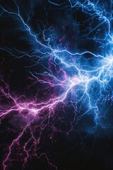 Poster - A striking close-up view of lightning in a dark sky. Perfect for weather and nature concepts