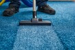 Person Cleaning Carpet With Vacuum Cleaner, Cleaning In Living Room