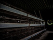 The empty laying cages of poultry houses, old, decayed, abandoned