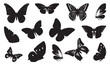 Butterflies icon symbol set, vector illustrations on white background