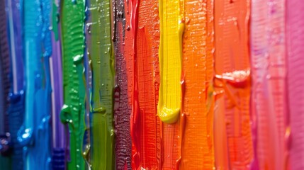 Poster - Glossy Vertical Paint Streaks in Bright Colors