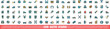 100 auto icons set. Color line set of auto vector icons thin line color flat on white