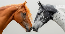 Dynamic Duos Highlight The Beauty Of Horse Pairs, Whether In Playful Interaction Or Synchronized Movement, Against A Simple White Backdrop. Image Generated By AI