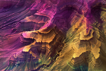 Poster - Surreal colorful landscape inspired by Grand Canyon. Rock texture, rock formations. Abstract colorful background image. Created with Generative AI technology