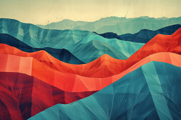 Poster - Surreal colorful landscape inspired by Grand Canyon. Rock texture, rock formations. Abstract colorful background image. Created with Generative AI technology